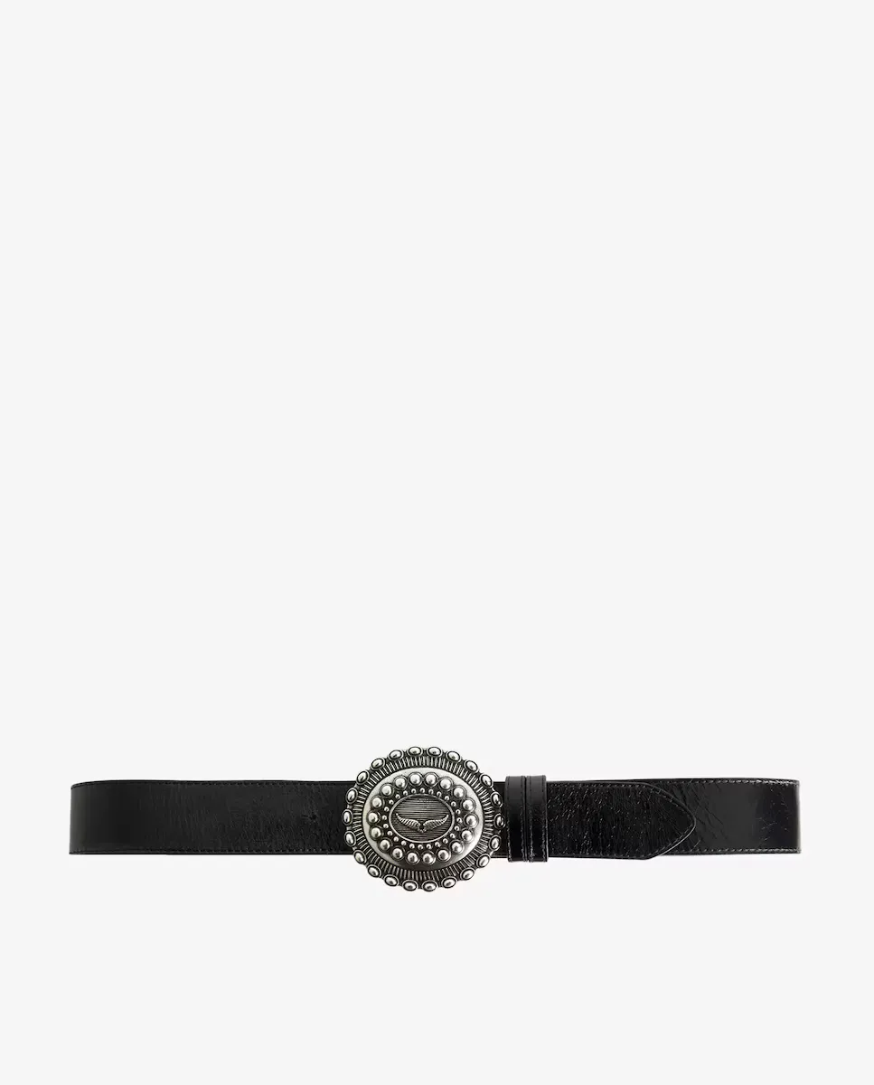 Ремень женский Santa Fe черный кожаный Zadig & Voltaire 
Ремень женский Santa Fe черный кожаный Zadig & Voltaire