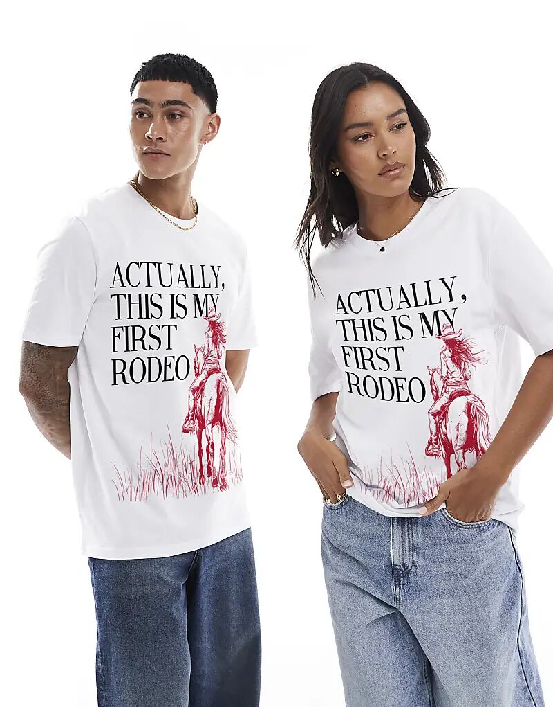 Футболка свободного кроя с принтом спереди в стиле родео белого цвета PRNT
Футболка свободного кроя с принтом спереди в стиле родео белого цвета PRNT
