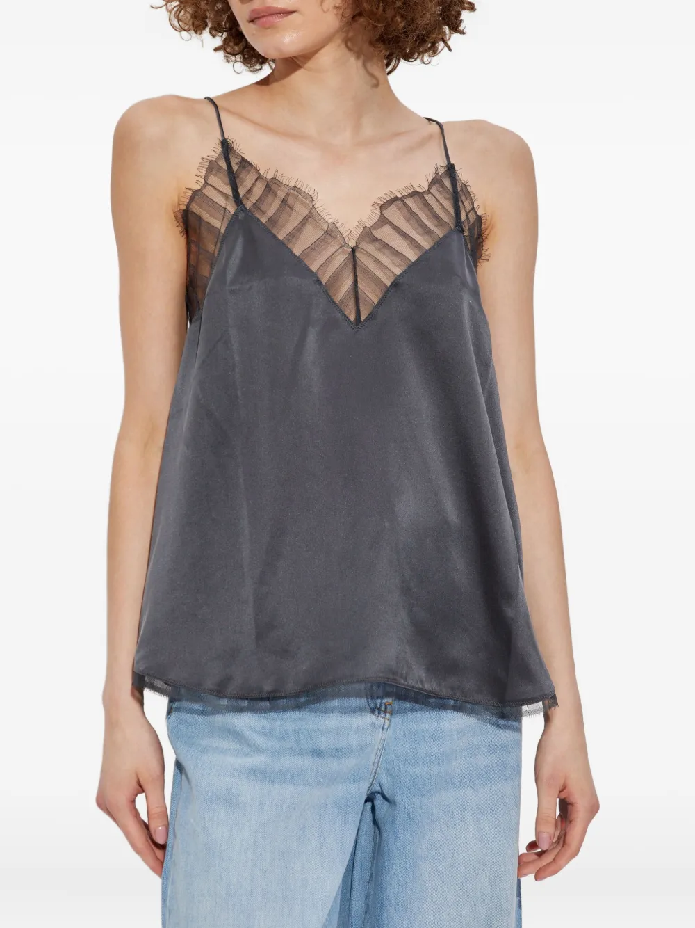 Шелковый топ с кружевом IRO, серый
Шелковый топ с кружевом IRO, серый