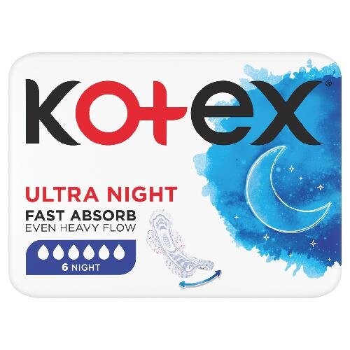 Гигиенические прокладки, 6 шт. Kotex, Ultra Night
Гигиенические прокладки, 6 шт. Kotex, Ultra Night