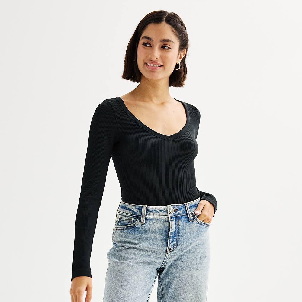 Бесшовное боди SO для юниоров с длинными рукавами и V-образным вырезом в рубчик, цвет Black Luxe
Бесшовное боди SO для юниоров с длинными рукавами и V-образным вырезом в рубчик, цвет Black Luxe
