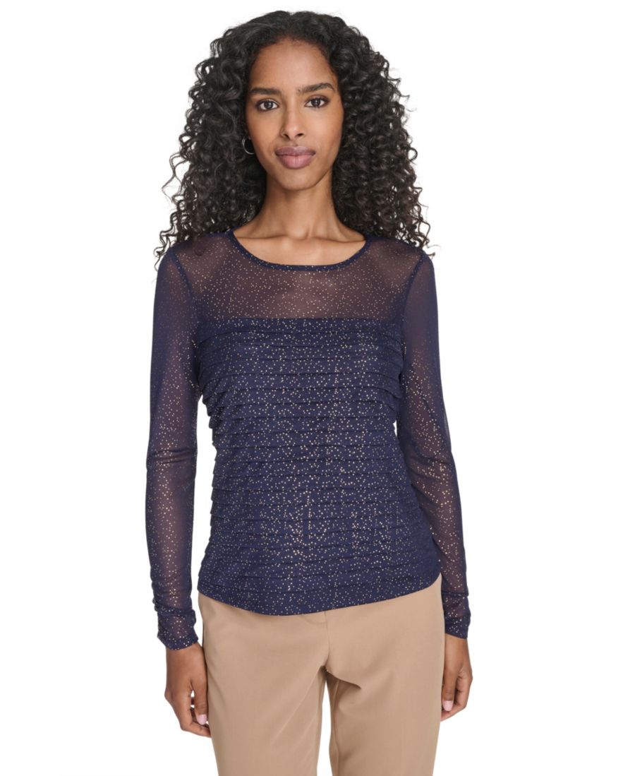 Женская блузка с круглым вырезом, плиссированная, с люрексовым принтом Tommy Hilfiger, Navy/ Gold
Женская блузка с круглым вырезом, плиссированная, с люрексовым принтом Tommy Hilfiger, Navy/ Gold