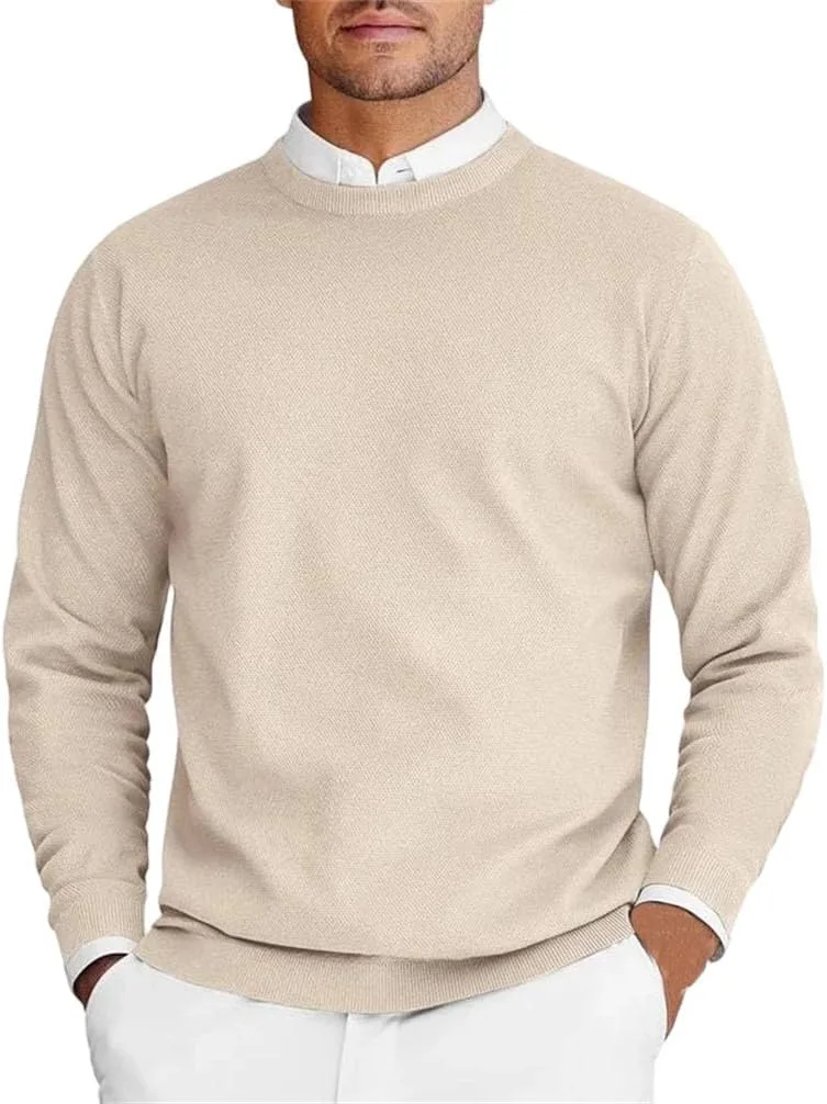 Мужской свитер с круглым вырезом и длинными рукавами, облегающий, однотонный
Мужской свитер с круглым вырезом и длинными рукавами, облегающий, однотонный