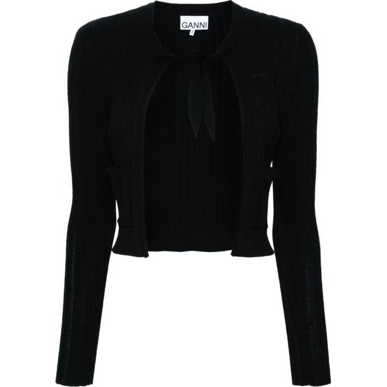 Кардиган на завязках с резинкой GANNI, черный
Кардиган на завязках с резинкой GANNI, черный