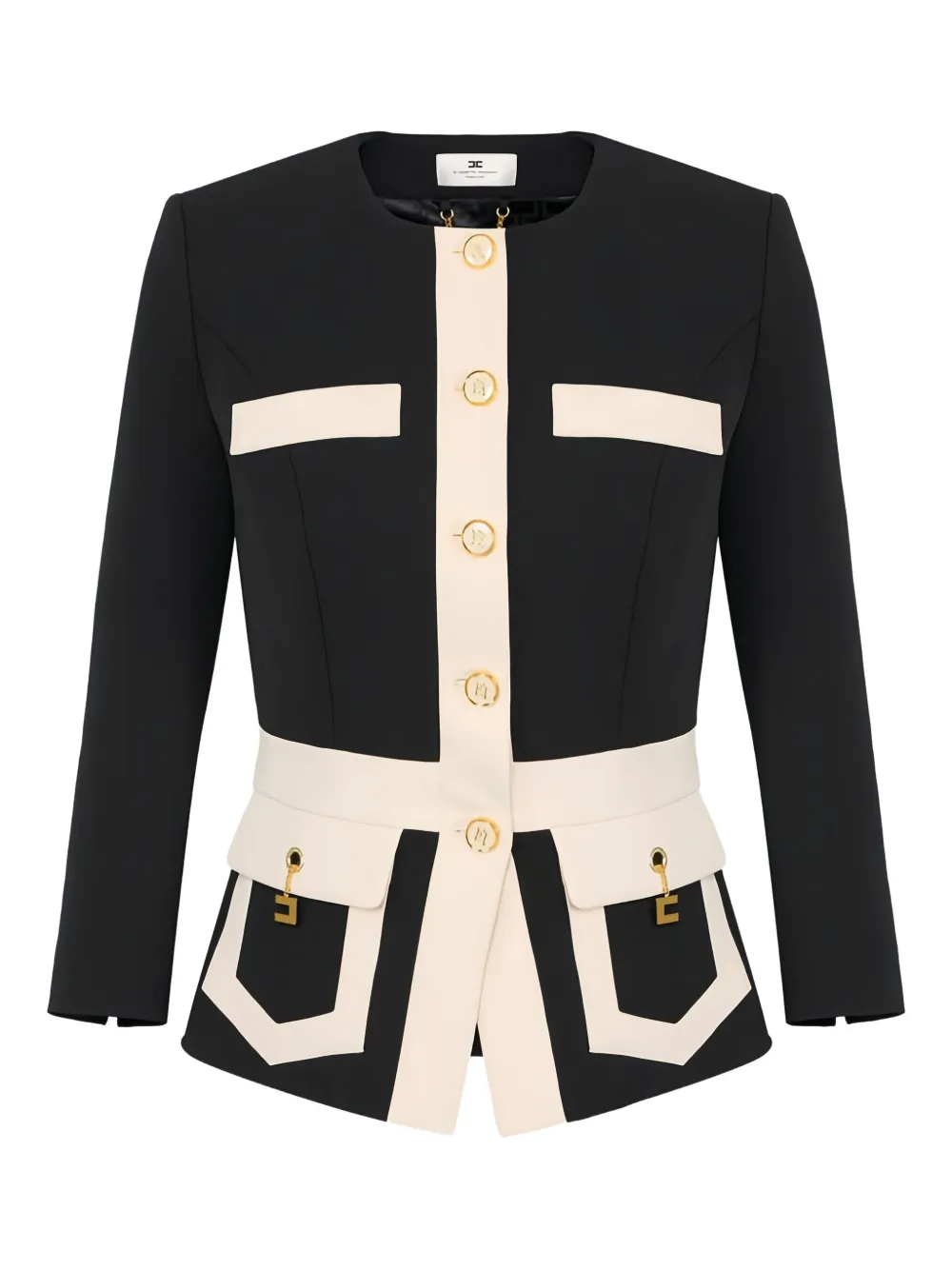 Жакет с контрастными вставками и пуговицами Elisabetta Franchi, черный
Жакет с контрастными вставками и пуговицами Elisabetta Franchi, черный