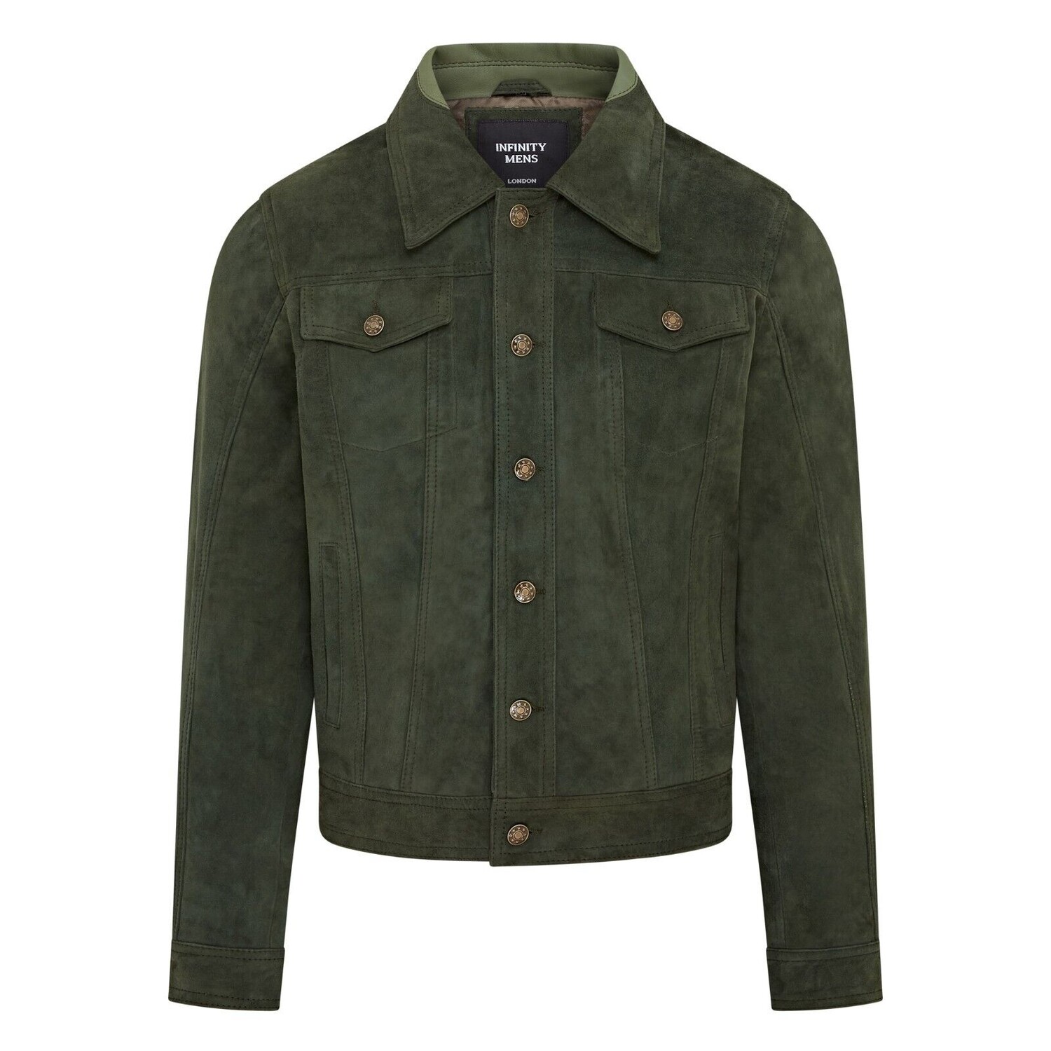 Джинсовая куртка дальнобойщика из козьей замши в западном стиле янгон Infinity Leather, зеленый