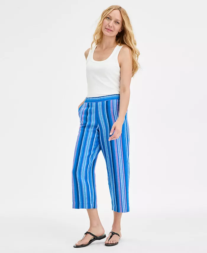 Женские укороченные брюки из 100% льна в полоску Charter Club, синий
Женские укороченные брюки из 100% льна в полоску Charter Club, синий