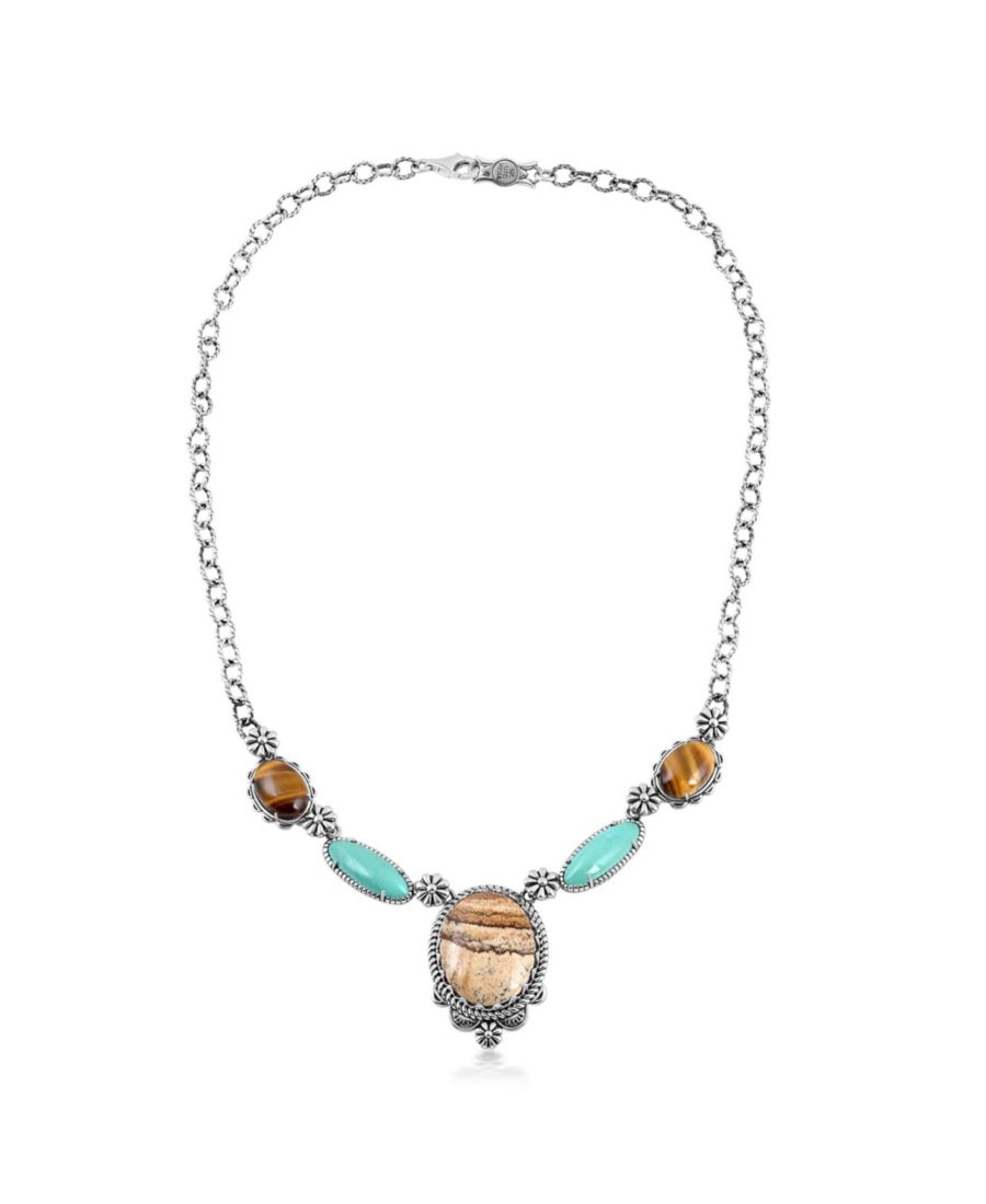 Колье из стерлингового серебра с яшмой, зеленой бирюзой и тигровым глазом в форме конхи, длина от 17 до 20 дюймов American West Jewelry, No Color
Колье из стерлингового серебра с яшмой, зеленой бирюзой и тигровым глазом в форме конхи, длина от 17 до 20 дюймов American West Jewelry, No Color