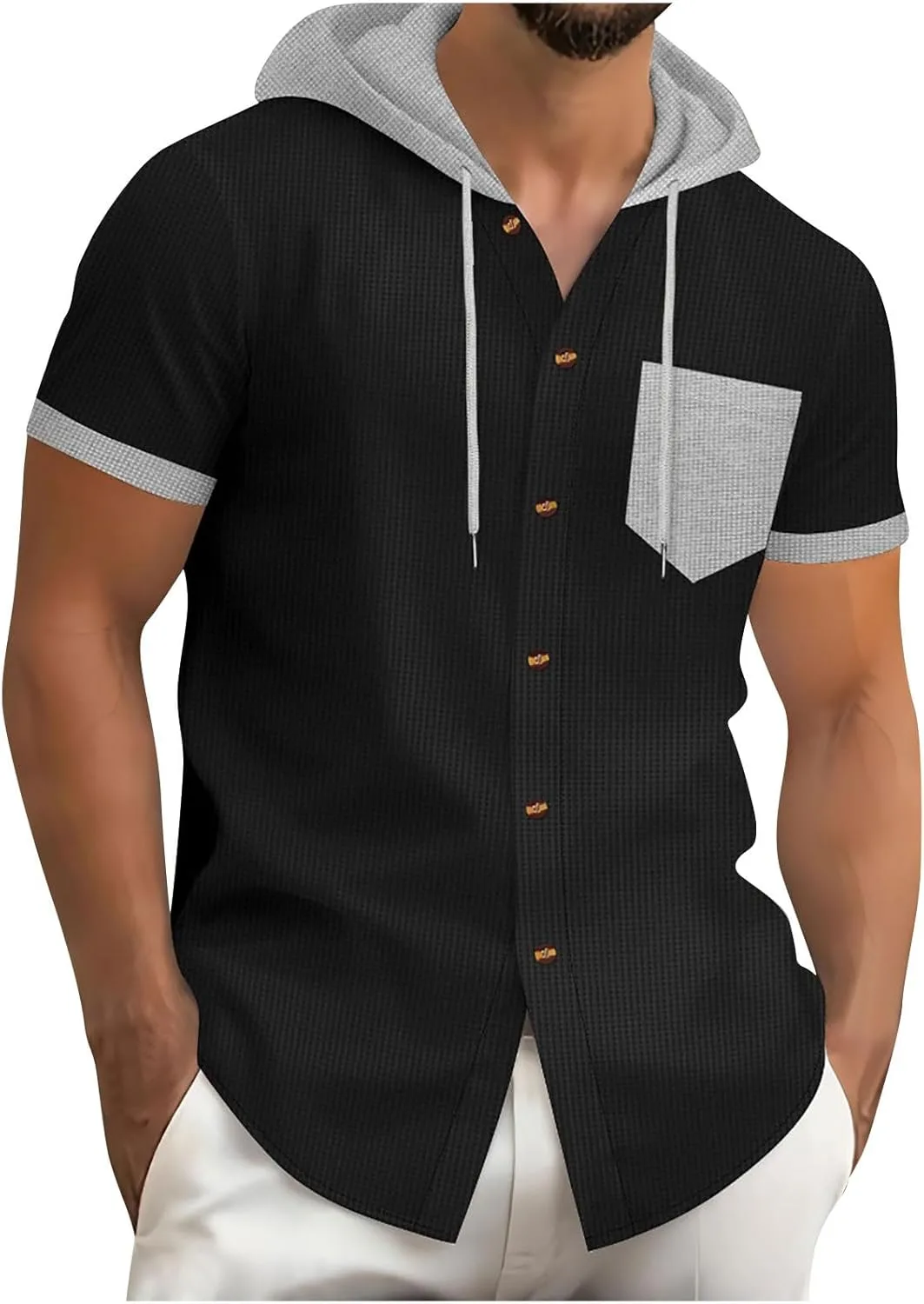 Мужская футболка с коротким рукавом и капюшоном
Мужская футболка с коротким рукавом и капюшоном