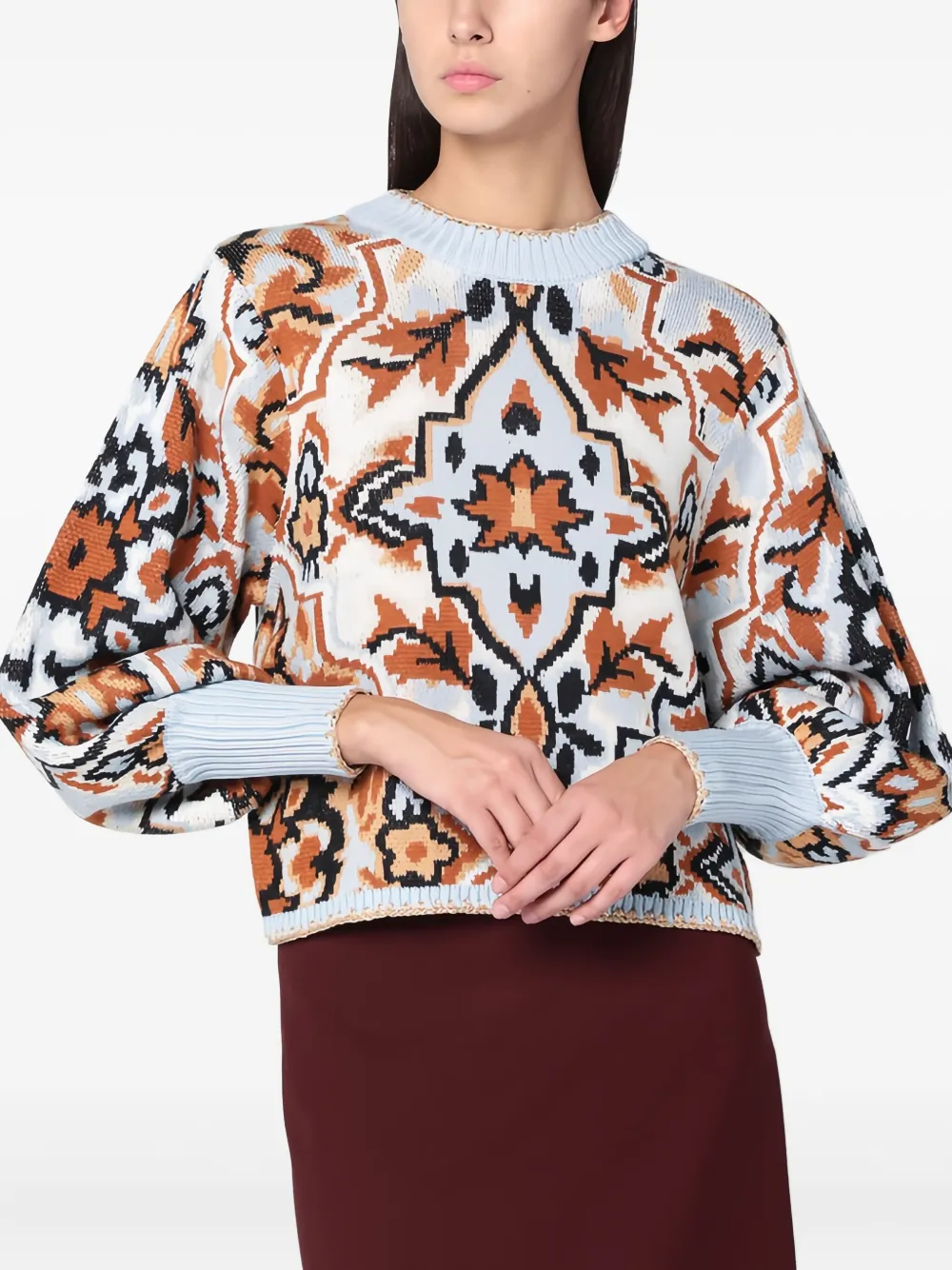 Свитер с рукавами "фонарик" и гобеленовым узором Farm Rio, синий
Свитер с рукавами "фонарик" и гобеленовым узором Farm Rio, синий