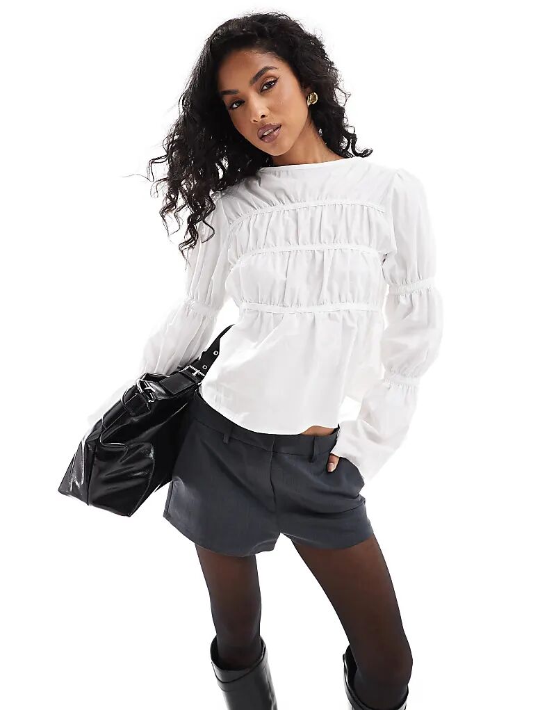 Блузка из поплина с присборенными рукавами белого цвета ASOS DESIGN
Блузка из поплина с присборенными рукавами белого цвета ASOS DESIGN