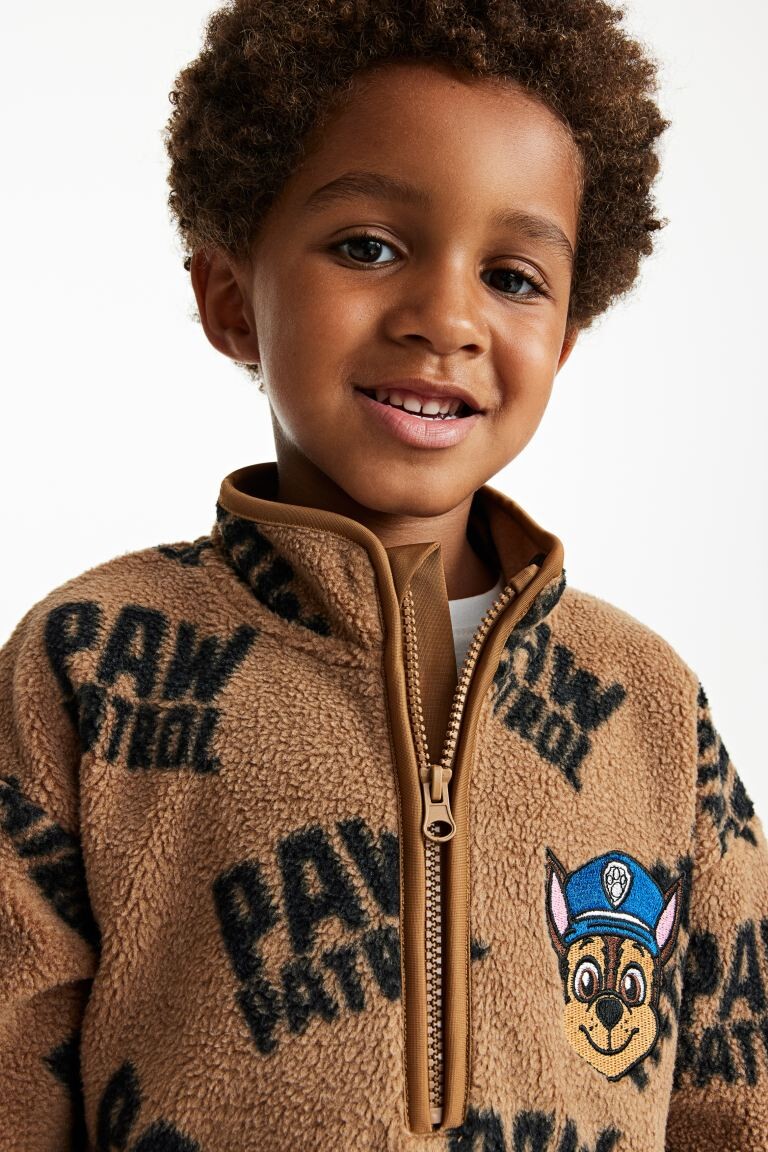 Рубашка из флиса тедди на молнии H&M, бежевый 
Рубашка из флиса тедди на молнии H&M, бежевый