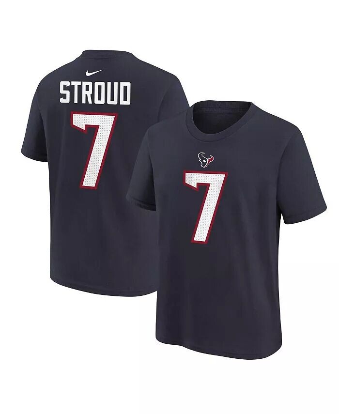 Футболка с именем и номером игрока для мальчиков и девочек CJ Stroud Navy Houston Texans Nike
Футболка с именем и номером игрока для мальчиков и девочек CJ Stroud Navy Houston Texans Nike
