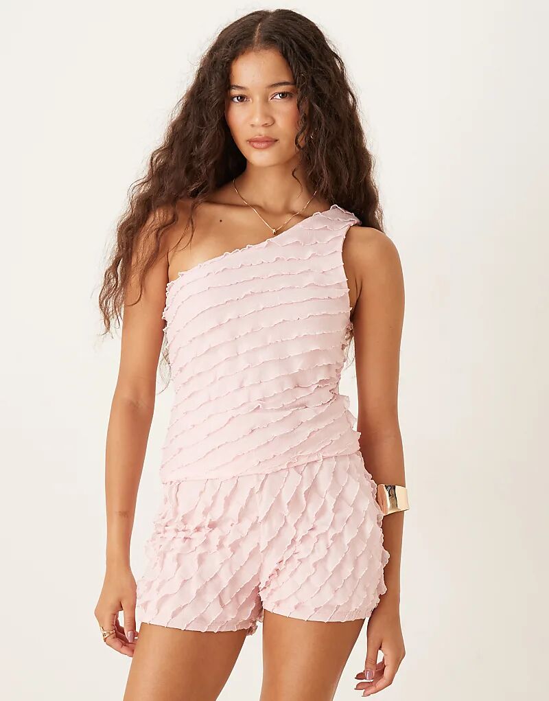 Асимметричный топ на одно плечо с оборками ASOS DESIGN нежно-розового цвета
Асимметричный топ на одно плечо с оборками ASOS DESIGN нежно-розового цвета