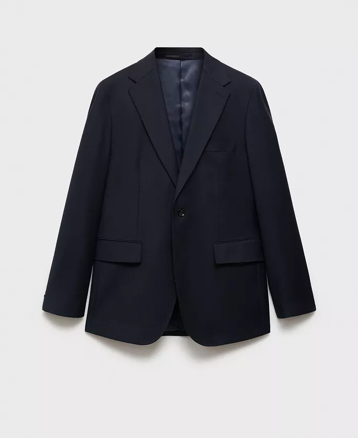 Мужской приталенный пиджак из вирджинской шерсти Mango, синий
Мужской приталенный пиджак из вирджинской шерсти Mango, синий