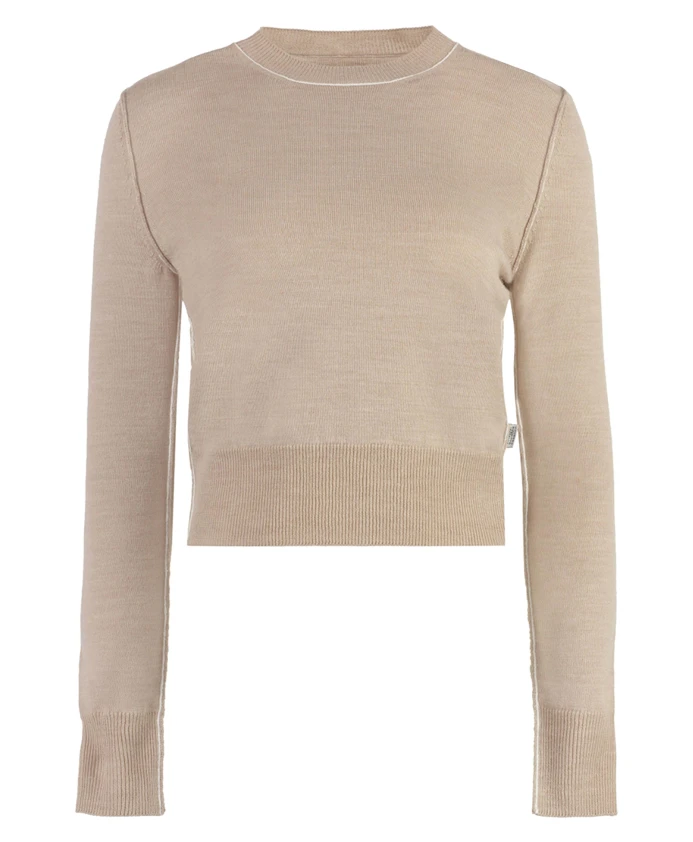 Вязаный свитер для стильного образа Mm6 Maison Margiela, бежевый
Вязаный свитер для стильного образа Mm6 Maison Margiela, бежевый