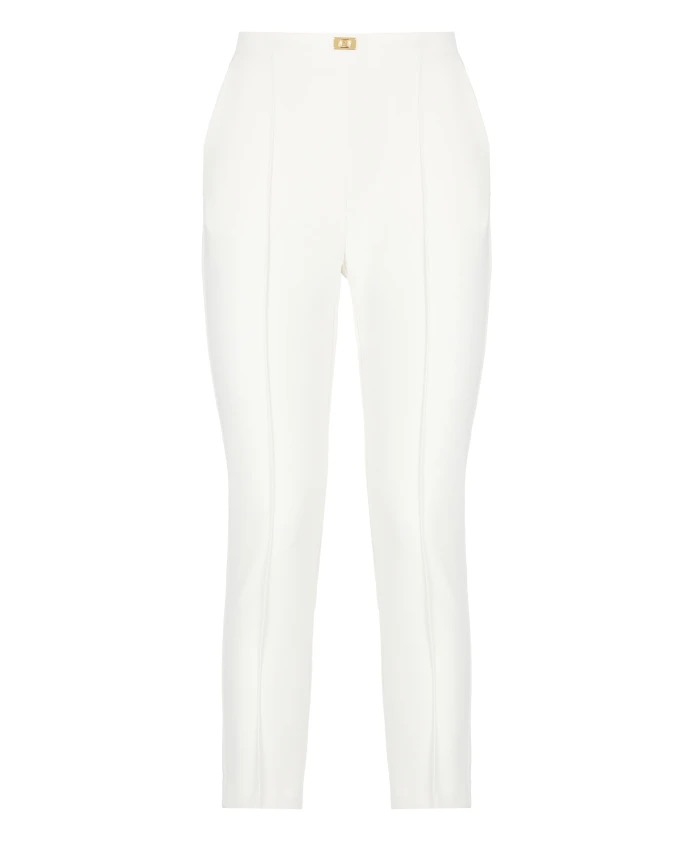 Брюки из крепа цвета слоновой кости с передними карманами Elisabetta Franchi, бежевый
Брюки из крепа цвета слоновой кости с передними карманами Elisabetta Franchi, бежевый