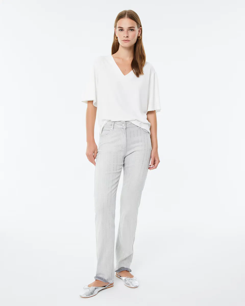 Женские джинсы прямого кроя со средней посадкой и стразами Paz Torras, светло-серый
Женские джинсы прямого кроя со средней посадкой и стразами Paz Torras, светло-серый