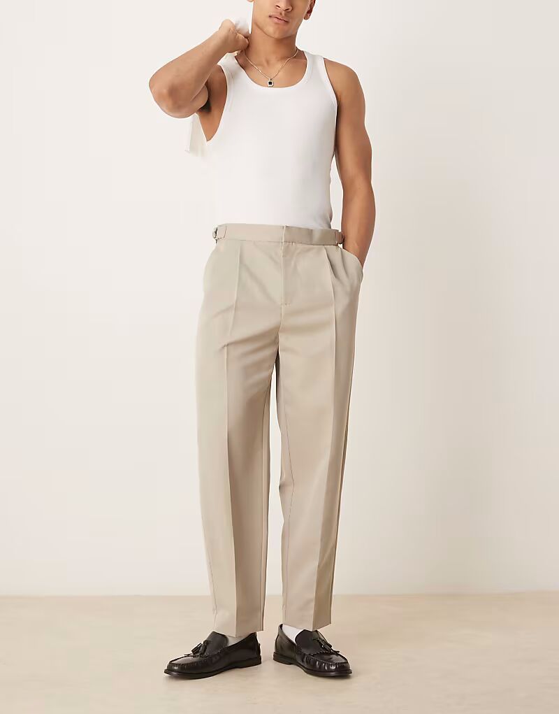 Широкие элегантные брюки ASOS DESIGN с боковыми регуляторами в каменном цвете со складкой спереди
Широкие элегантные брюки ASOS DESIGN с боковыми регуляторами в каменном цвете со складкой спереди