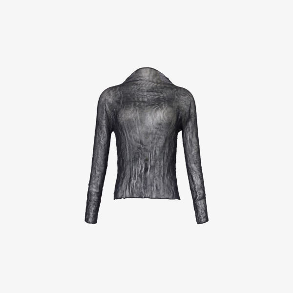 Топ из шифона с высоким воротом и твистом Issey Miyake, черный
Топ из шифона с высоким воротом и твистом Issey Miyake, черный