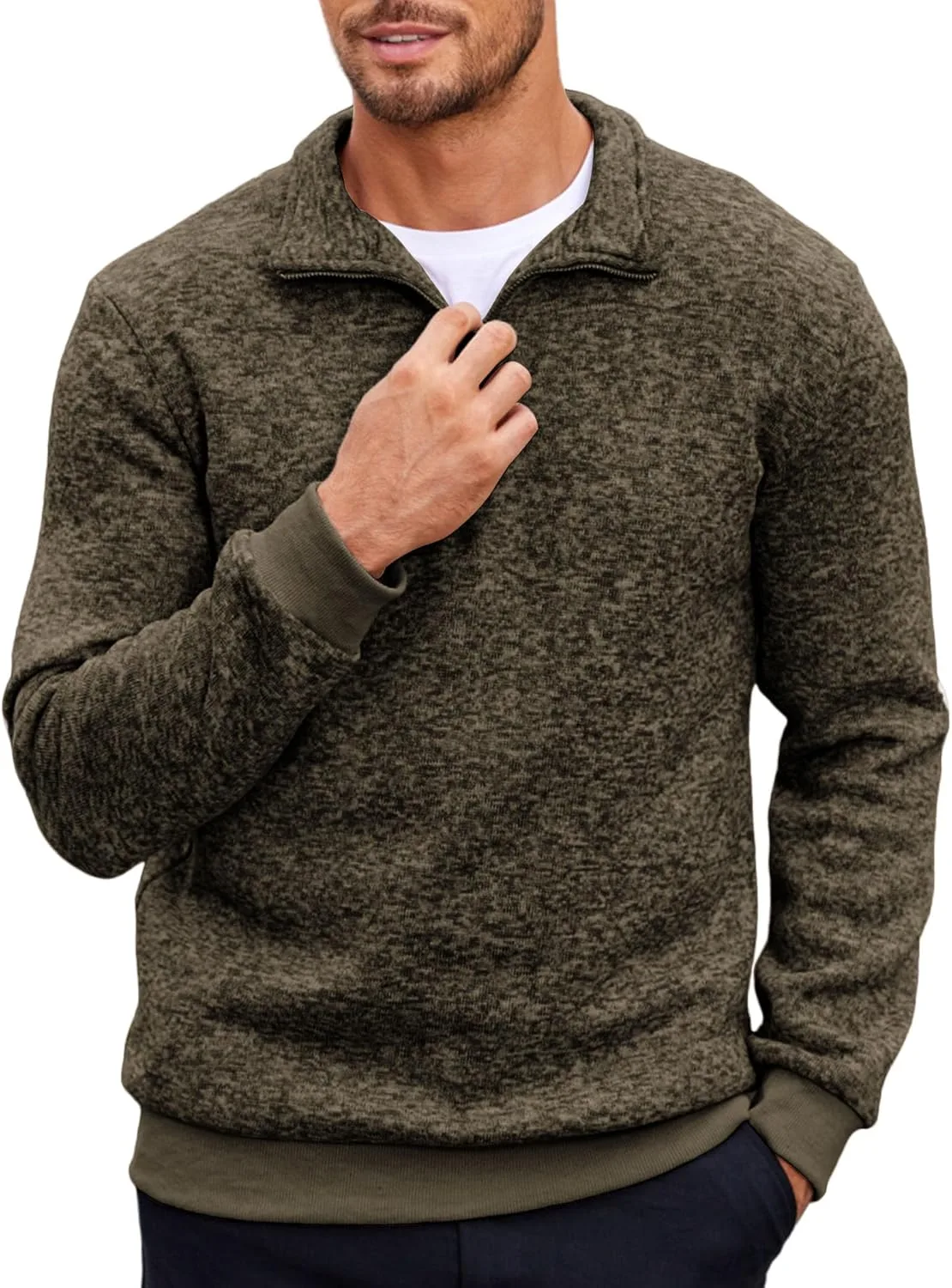 COOFANDY мужской свитер с воротником-поло и молнией на четверть Slim Fit
COOFANDY мужской свитер с воротником-поло и молнией на четверть Slim Fit
