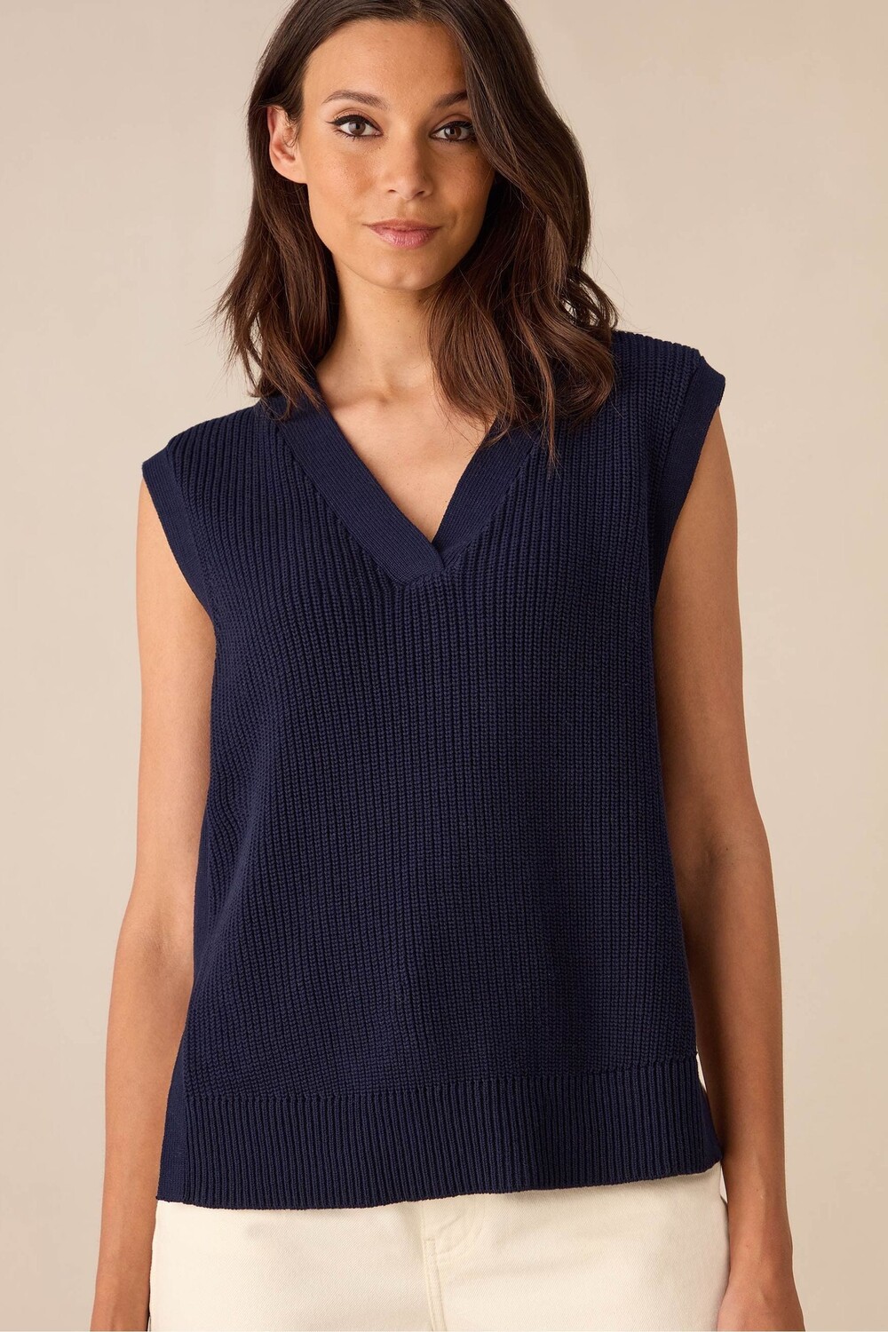 Вязаный жилет с полосками и боковой молнией Ro&Zo, синий
Вязаный жилет с полосками и боковой молнией Ro&Zo, синий