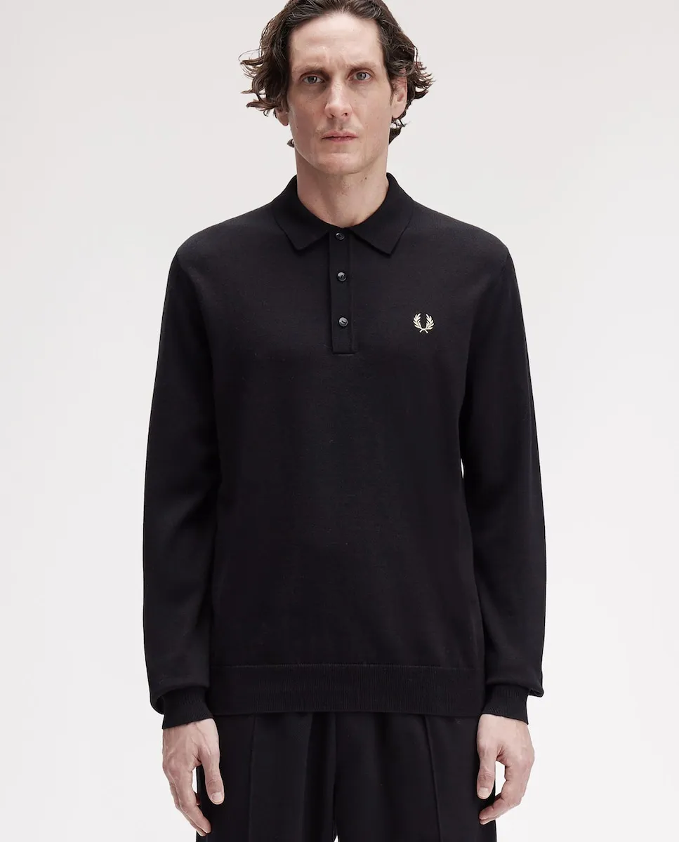 Мужской джемпер с длинными рукавами и воротником поло Fred Perry, черный
Мужской джемпер с длинными рукавами и воротником поло Fred Perry, черный