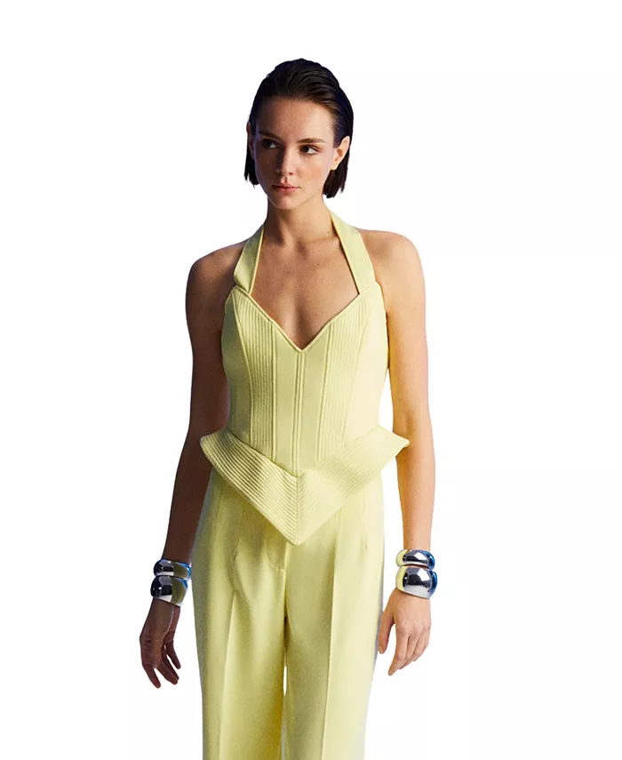 Женский укороченный топ в стиле корсета NOCTURNE, желтый
Женский укороченный топ в стиле корсета NOCTURNE, желтый