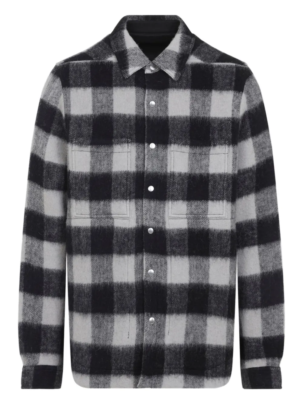 Рубашка из шерсти в клетку Rick Owens, черный
Рубашка из шерсти в клетку Rick Owens, черный