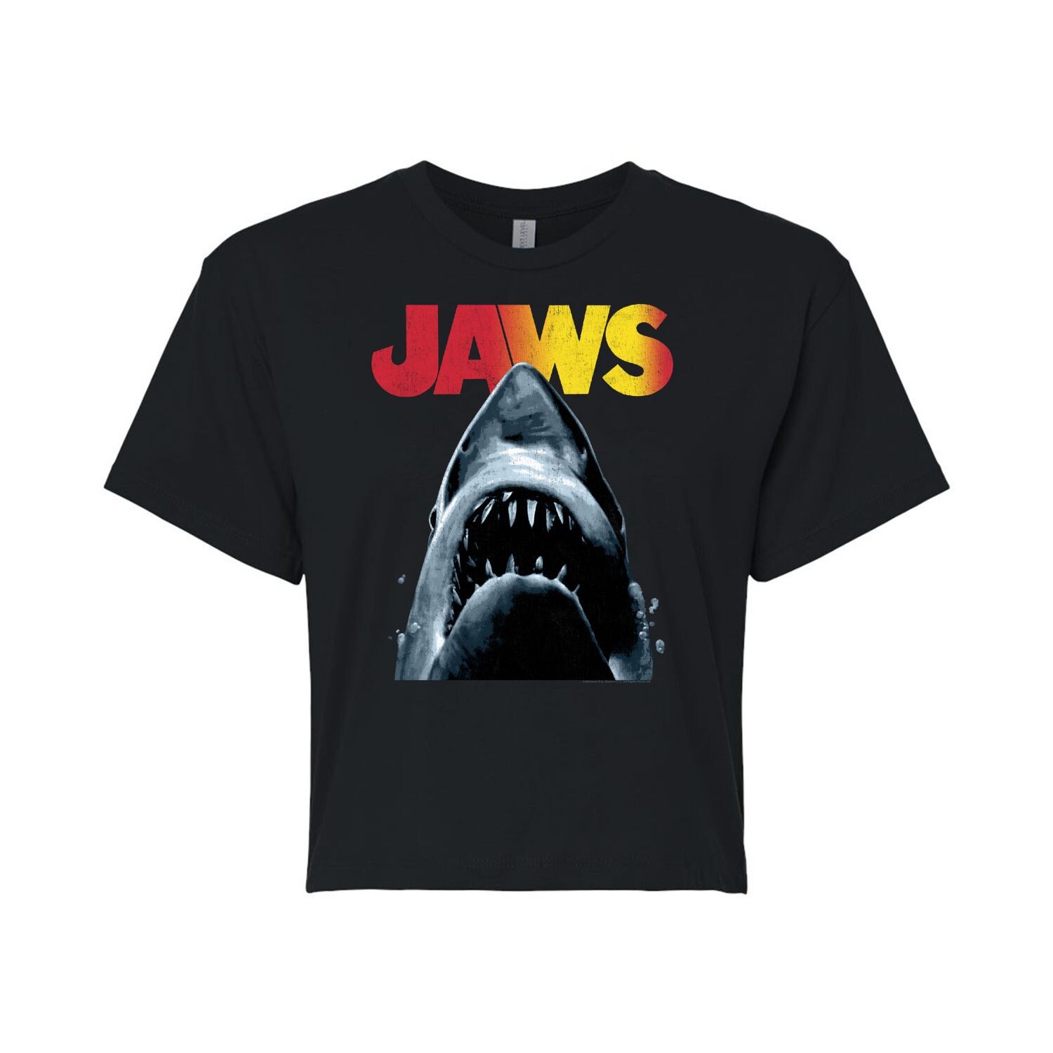 Укороченная футболка с графическим рисунком Juniors' Jaws Licensed Character, черный 
Укороченная футболка с графическим рисунком Juniors' Jaws Licensed Character, черный