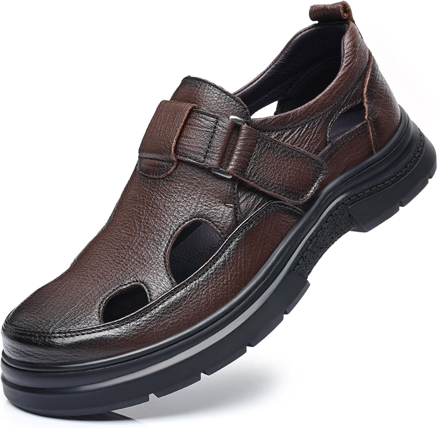 Мужские сандалии с закрытым носком из натуральной кожи с застежкой-липучкой, летние дышащие, повседневные и деловые, водонепроницаемые, нескользящие спортивные сандалии для улицы Lossarye, коричневый
Мужские сандалии с закрытым носком из натуральной кожи с застежкой-липучкой, летние дышащие, повседневные и деловые, водонепроницаемые, нескользящие спортивные сандалии для улицы Lossarye, коричневый