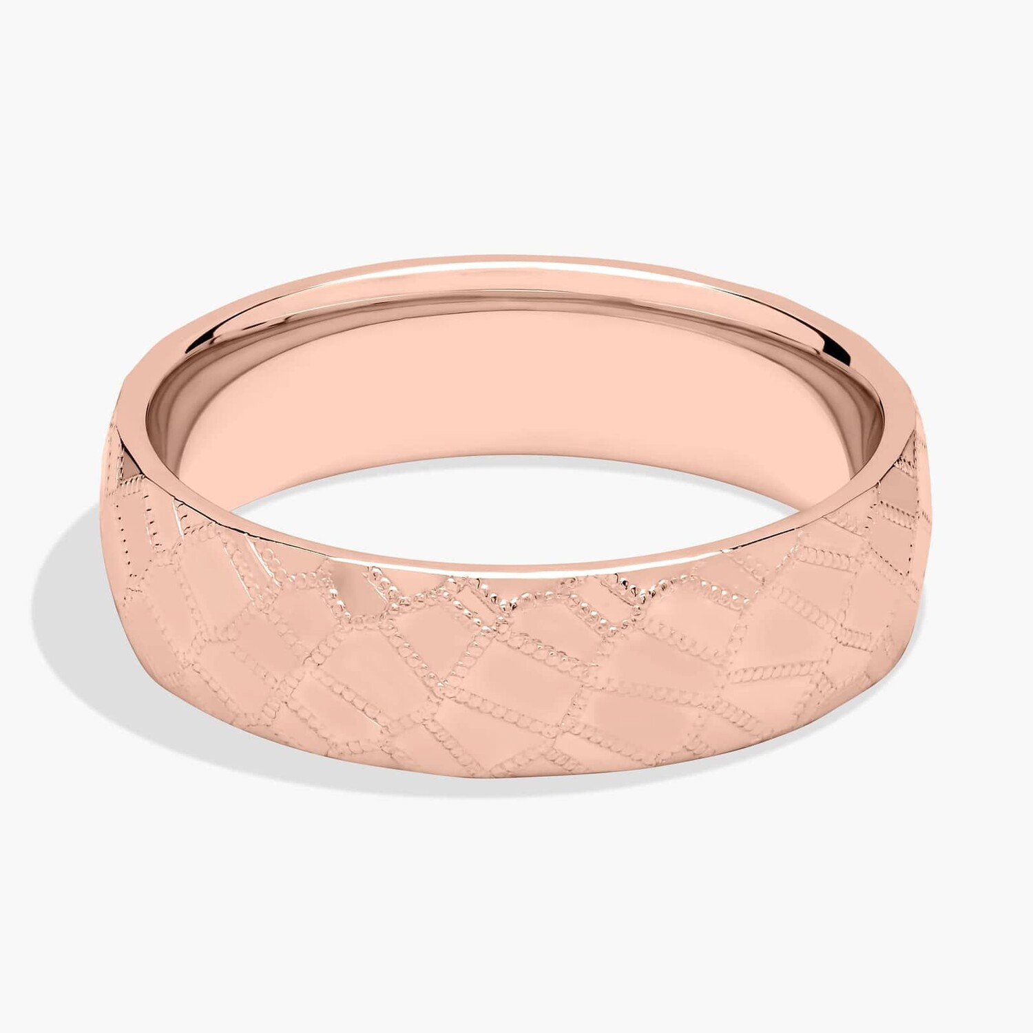 Полированное обручальное кольцо с мозаикой из розового золота 14 карат (6 мм) Blue Nile