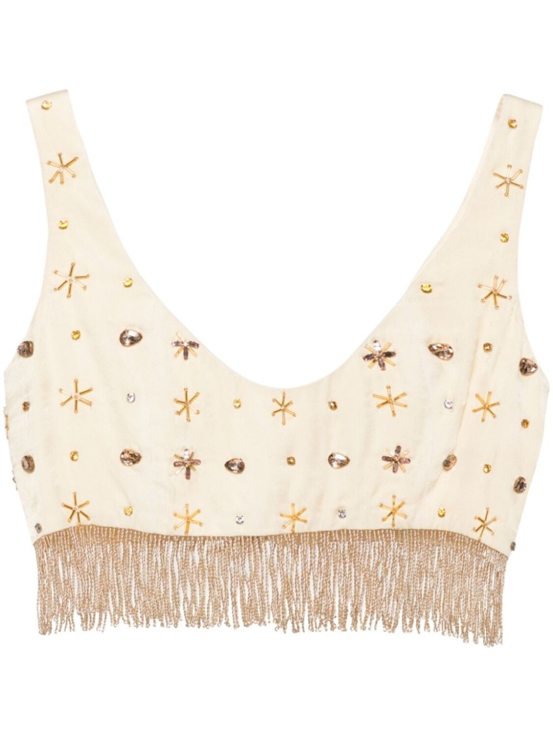 Укороченный топ с бахромой из бисера Forte Forte, нейтральный цвет
Укороченный топ с бахромой из бисера Forte Forte, нейтральный цвет