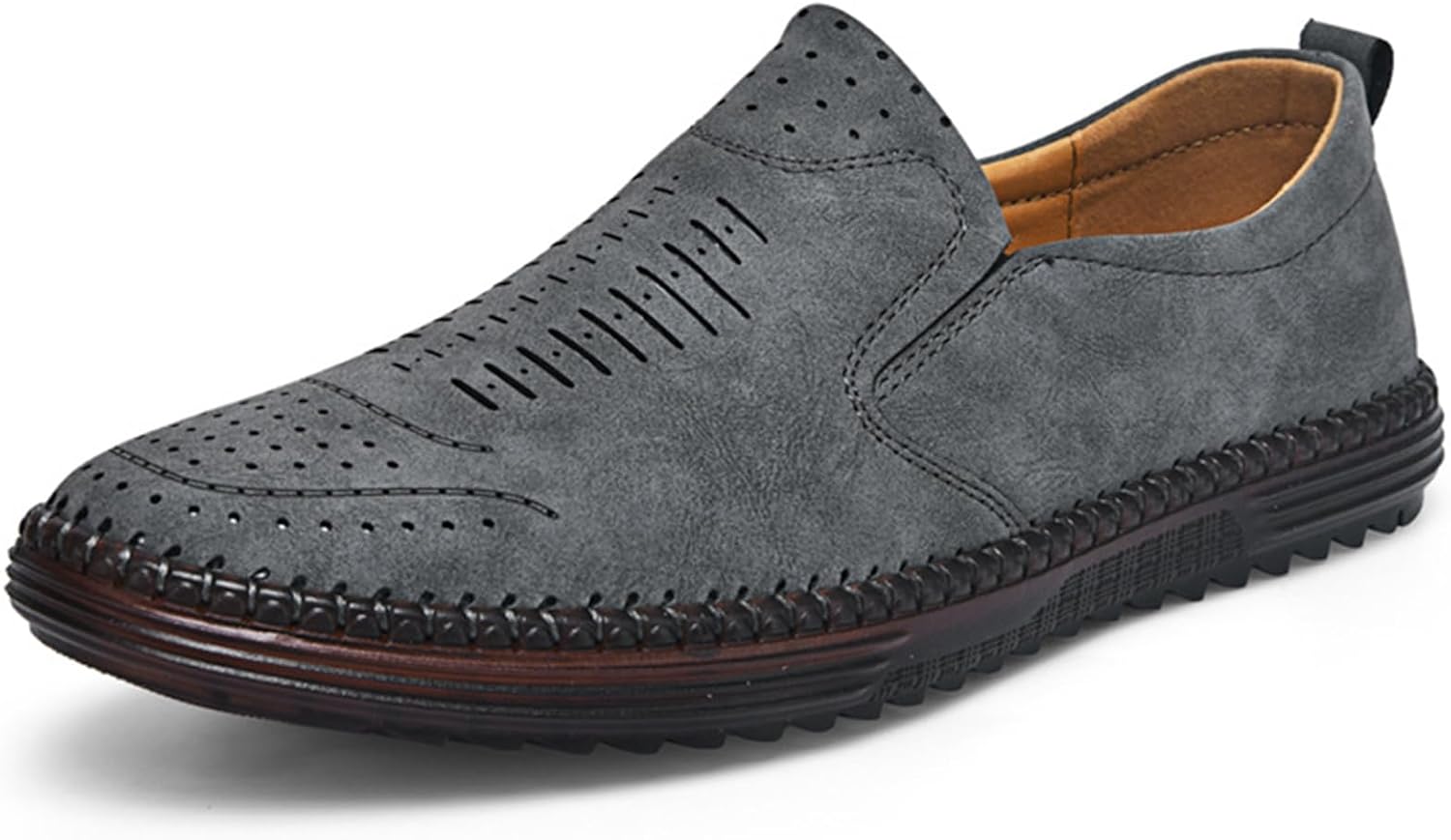 Мужские кожаные лоферы ручной работы с плоской подошвой, удобные, с подошвой из телячьей кожи, нескользящие, без шнурков, летние дышащие туфли Nvbuke, серый
Мужские кожаные лоферы ручной работы с плоской подошвой, удобные, с подошвой из телячьей кожи, нескользящие, без шнурков, летние дышащие туфли Nvbuke, серый