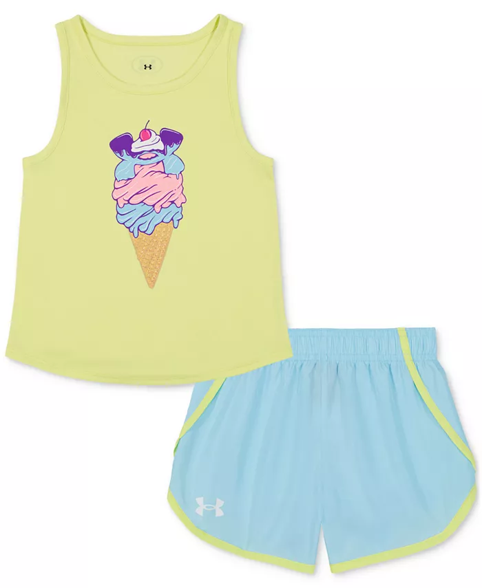 Детский комплект для девочек: топ и шорты, 2 предмета Under Armour, желтый
Детский комплект для девочек: топ и шорты, 2 предмета Under Armour, желтый