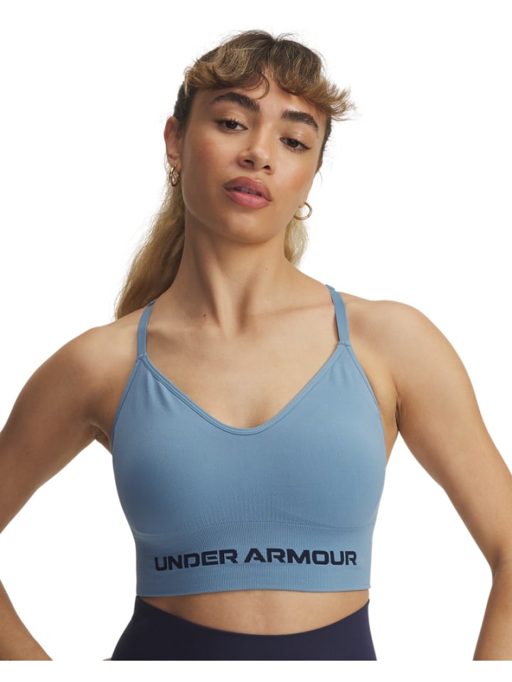 Спортивный бюстгальтер "Vanish Seamless Low Bra" синего цвета Under Armour
Спортивный бюстгальтер "Vanish Seamless Low Bra" синего цвета Under Armour