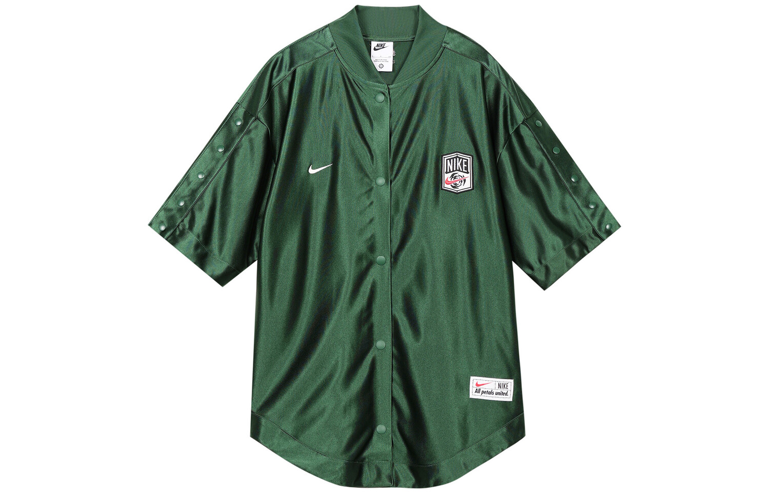 Спортивная женская бейсбольная рубашка с коротким рукавом, зеленая Nike
Спортивная женская бейсбольная рубашка с коротким рукавом, зеленая Nike