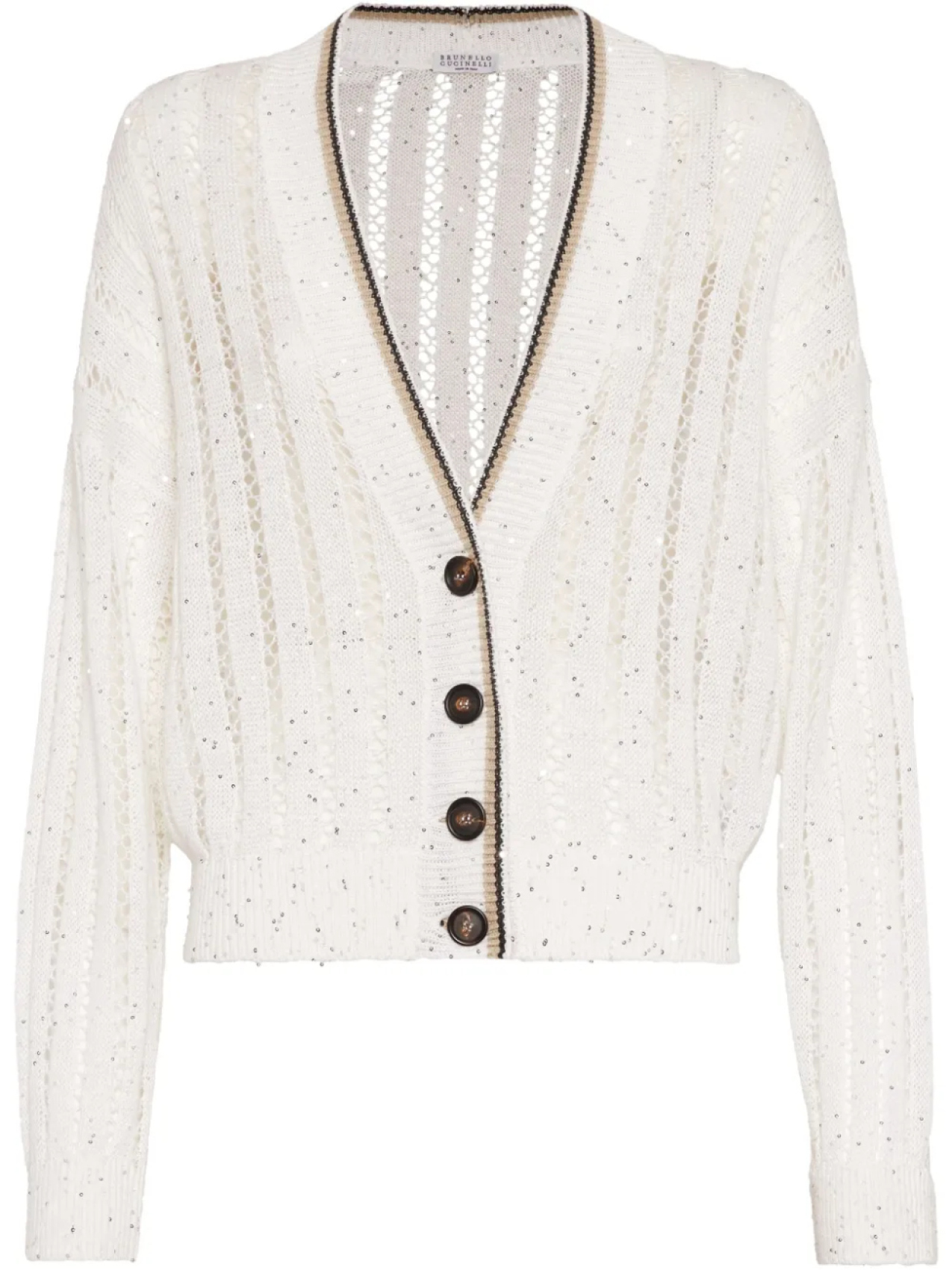 Кардиган с декором Monili Brunello Cucinelli, белый
Кардиган с декором Monili Brunello Cucinelli, белый