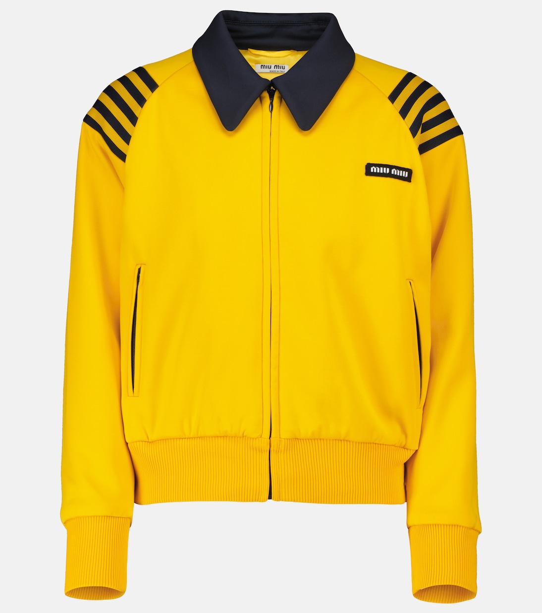 Полосатый кардиган на молнии Miu Miu, желтый
Полосатый кардиган на молнии Miu Miu, желтый