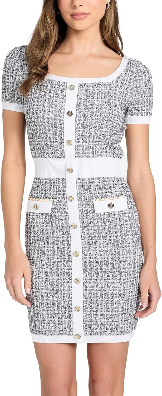 Женское платье-свитер Guess Eco с коротким рукавом Annabelle, Black And White Tweed
Женское платье-свитер Guess Eco с коротким рукавом Annabelle, Black And White Tweed