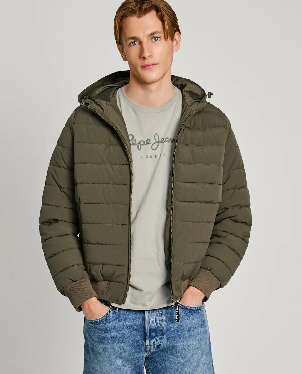 Утепленный мужской пуховик с регулируемым капюшоном Pepe Jeans, темно-зеленый 
Утепленный мужской пуховик с регулируемым капюшоном Pepe Jeans, темно-зеленый