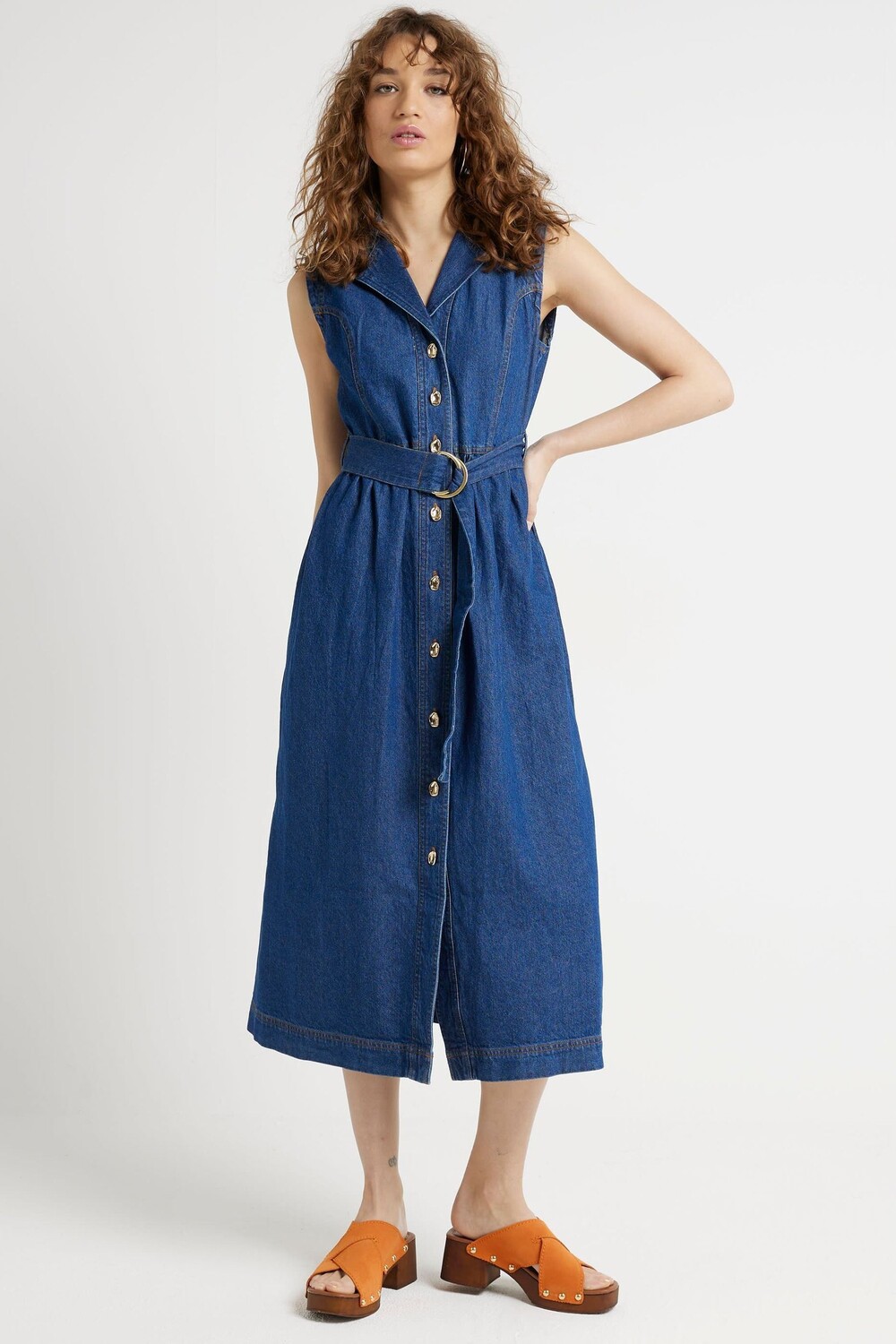 Платье миди из денима с поясом из 100% хлопка River Island, синий
Платье миди из денима с поясом из 100% хлопка River Island, синий