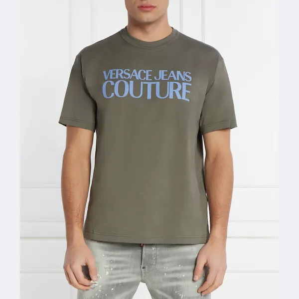 Футболка стандартного кроя Versace, хаки 
Футболка стандартного кроя Versace, хаки
