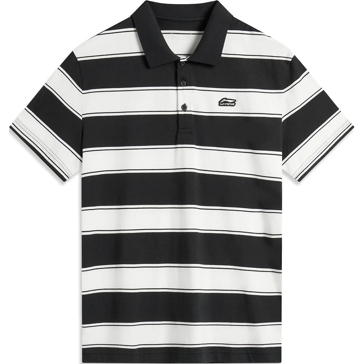 Футболка поло спортивная LiNing Sports Life Collection черная с полосками цвета слоновой кости 
Футболка поло спортивная LiNing Sports Life Collection черная с полосками цвета слоновой кости