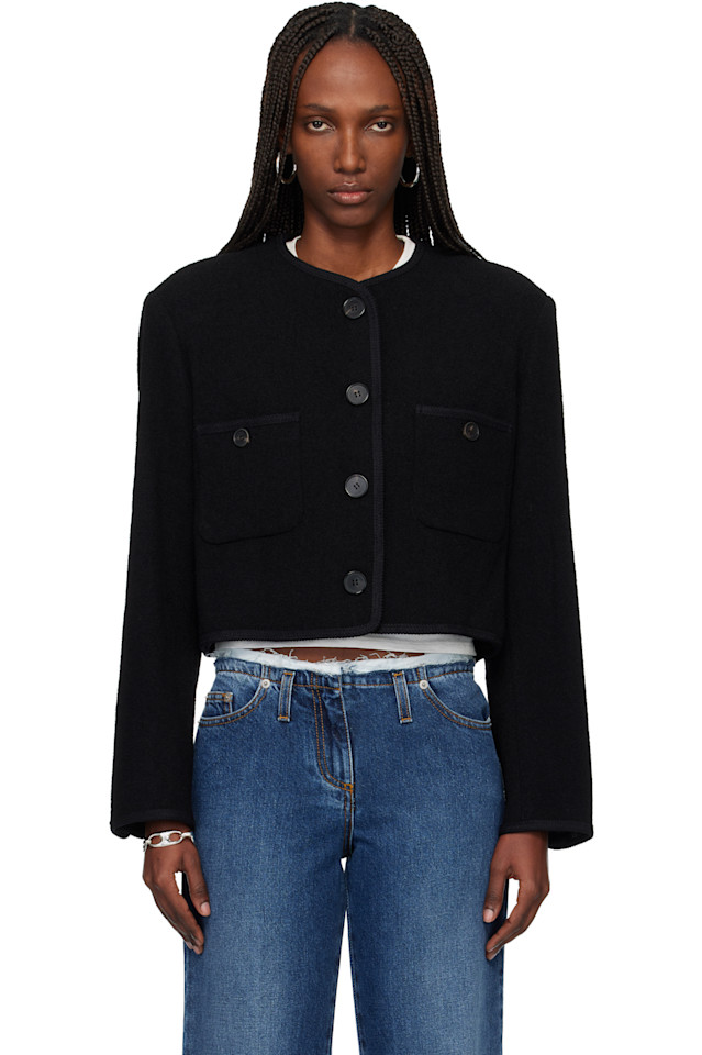 Укороченный шерстяной жакет из твида Tonywack, черный
Укороченный шерстяной жакет из твида Tonywack, черный