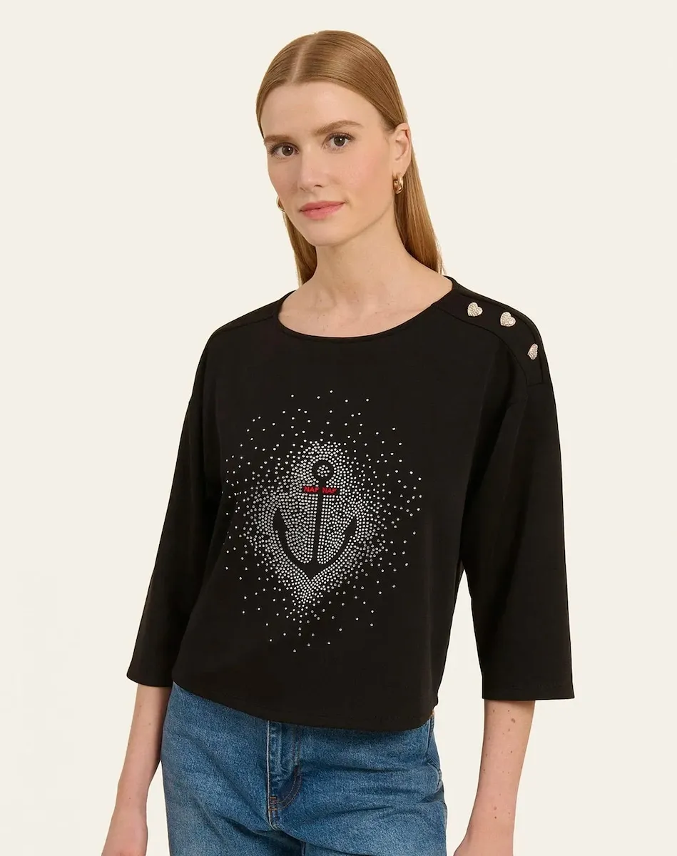 Женская толстовка с французскими рукавами и принтом из стразов Naf Naf, черный
Женская толстовка с французскими рукавами и принтом из стразов Naf Naf, черный