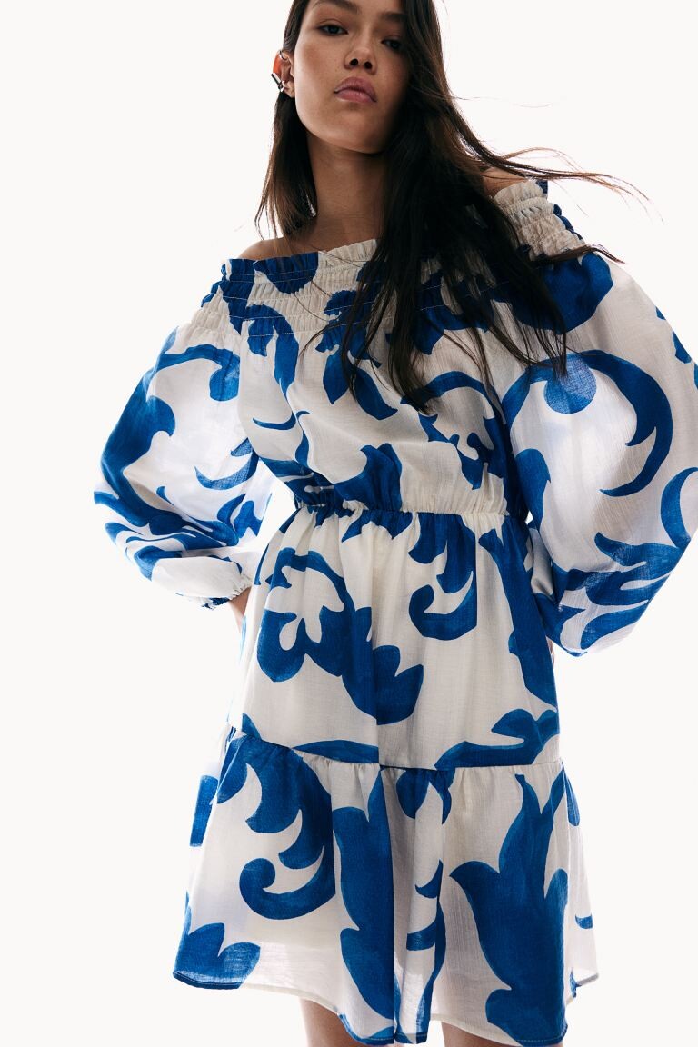 Платье с открытыми плечами H&M, белый
Платье с открытыми плечами H&M, белый