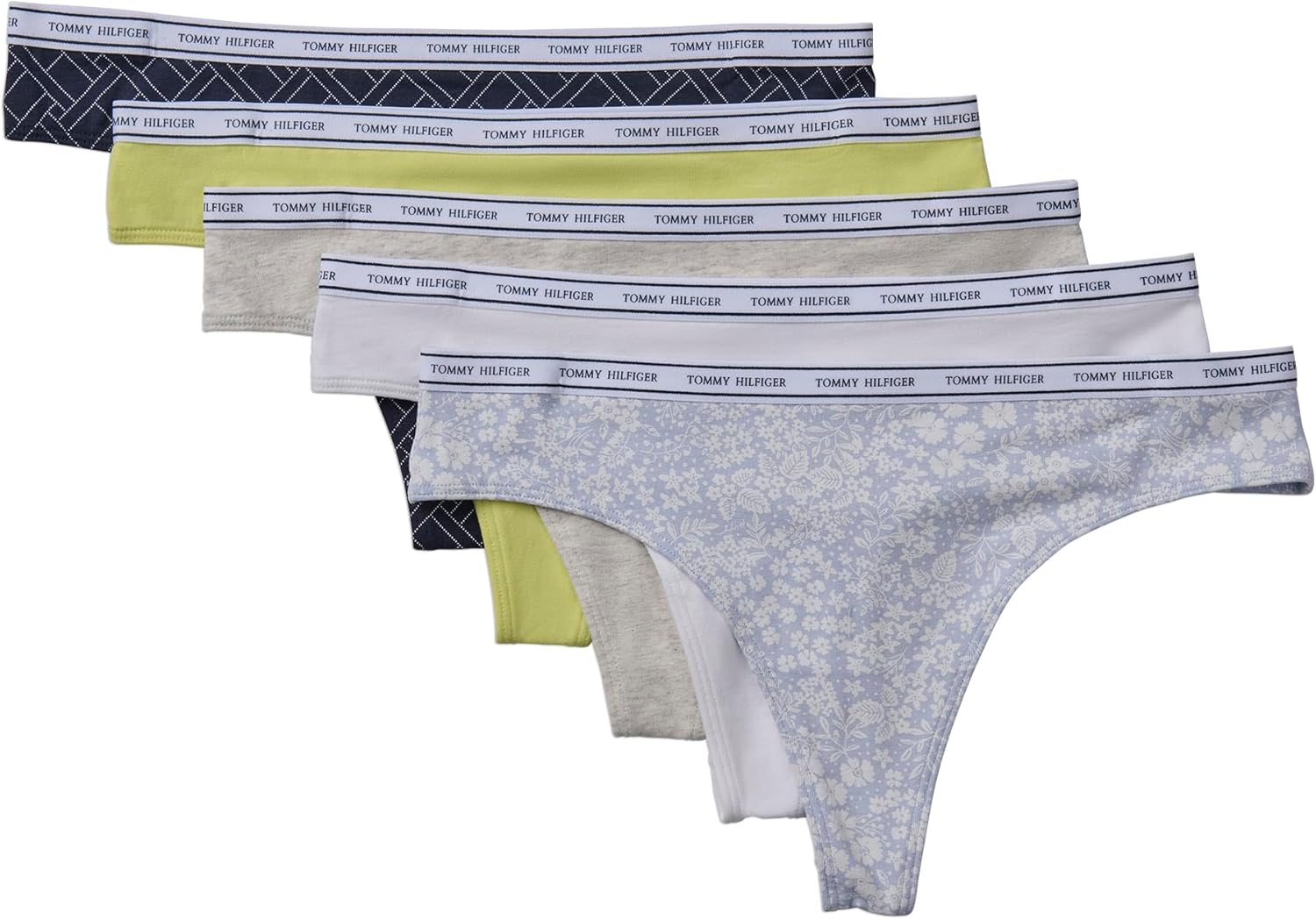 Женские классические хлопковые стринги Tommy Hilfiger с логотипом, 5 шт., Sky Captain/Lime/Heather Grey/White/Wildflower Ditsy
Женские классические хлопковые стринги Tommy Hilfiger с логотипом, 5 шт., Sky Captain/Lime/Heather Grey/White/Wildflower Ditsy