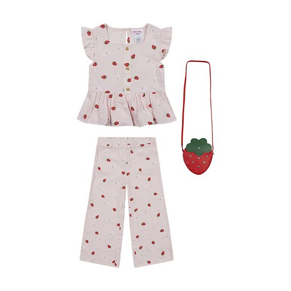 Детский комплект для девочек 4-6x: топ, шорты-кюлоты и сумочка с принтом strawberry print Little Lass
Детский комплект для девочек 4-6x: топ, шорты-кюлоты и сумочка с принтом strawberry print Little Lass