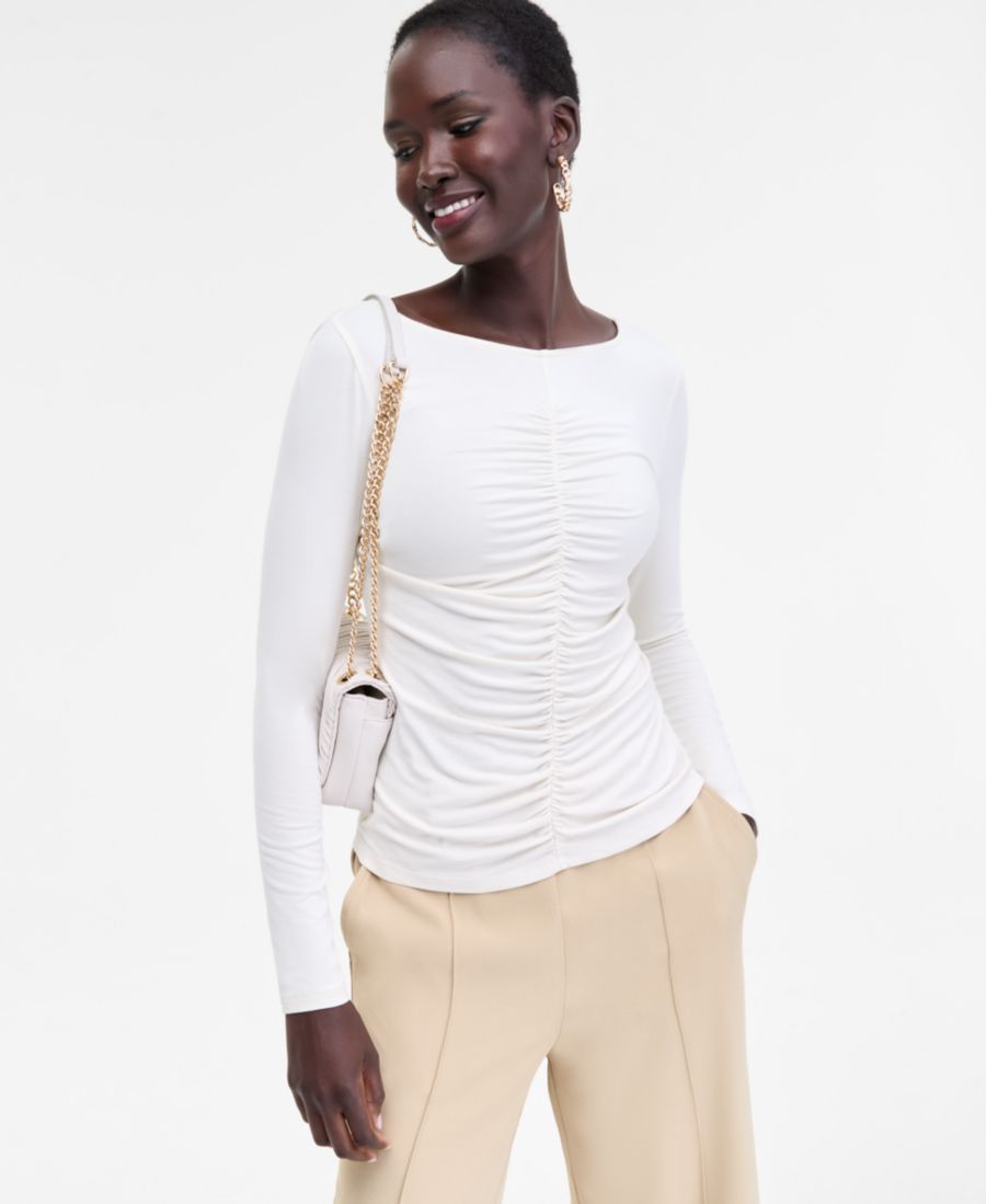 Женская блузка с длинными рукавами и присборенным передом, размеры P/XS-XXL INC International Concepts, Vintage Cream
Женская блузка с длинными рукавами и присборенным передом, размеры P/XS-XXL INC International Concepts, Vintage Cream